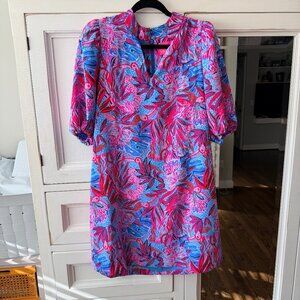 Lilly Pulitzer NWT Size 6 / 8 Arcella Dress Ruby Red Wild Times Puffed Sleeves